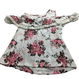 Colette Lilly Girls White/Pink Floral Top Size M 5-6